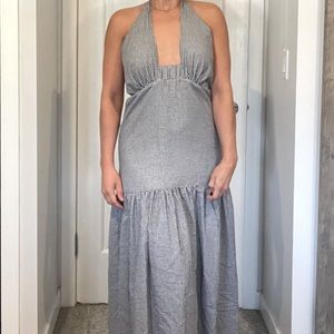 3/$30 - JustFab black and white, gingham halter, maxi dress. Size S.